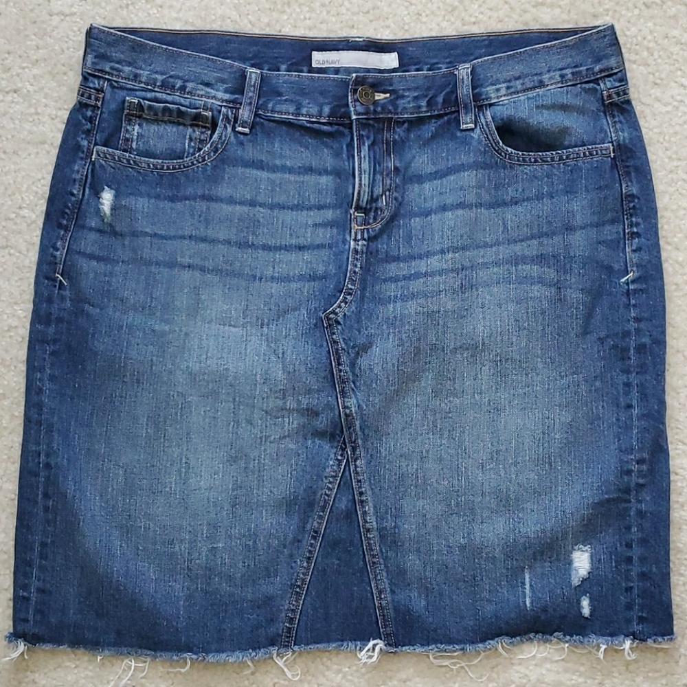 Denim Distressed Skirt